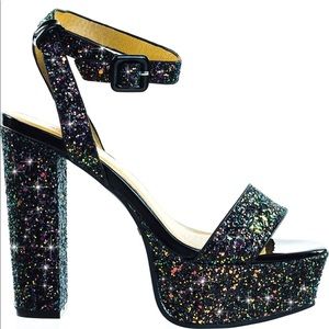 Bamboo Glitter Block Platform Heel